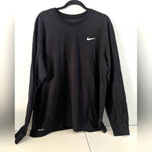 Men's Nike Sports Wear Athletic T Shirt Black Long Sleeve Outdoor Hiking Work